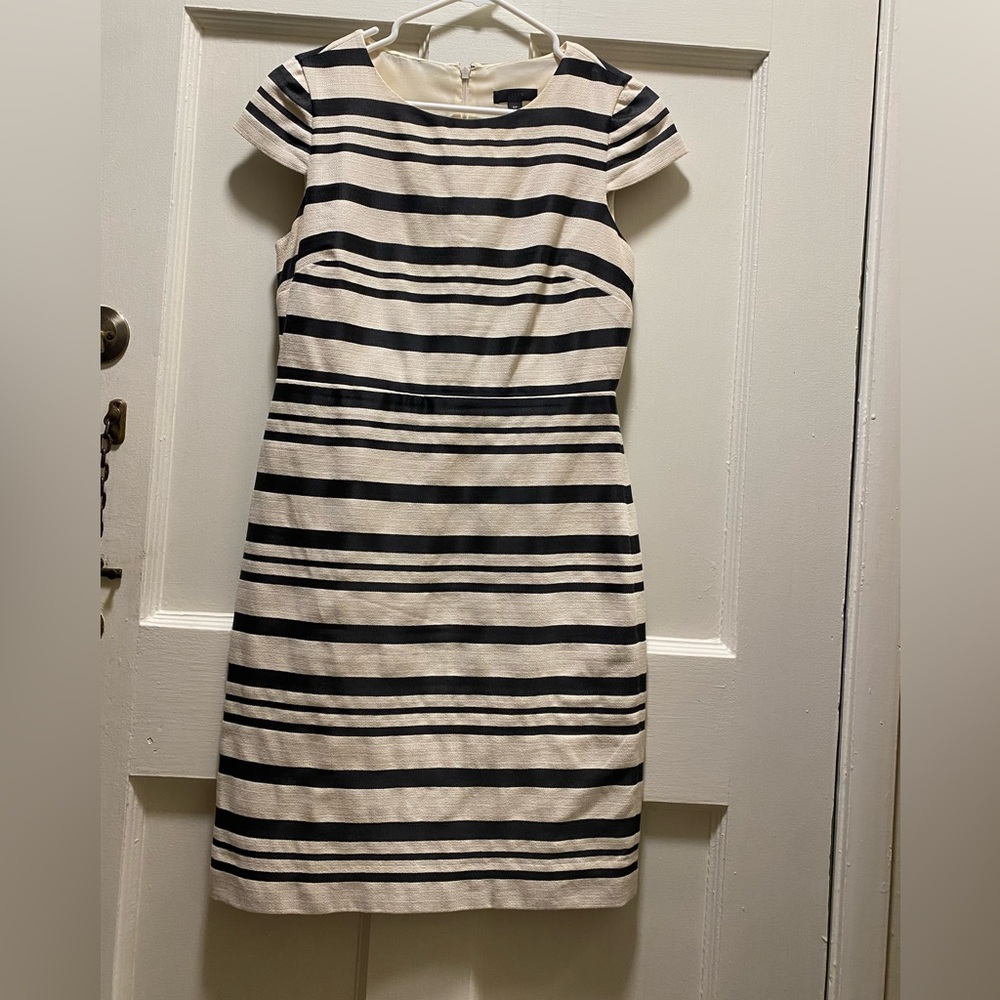 J. Crew Black and White Striped Mini Dress